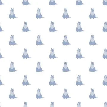 Blue fluffy cat seamless pattern for textiles Stock Illustration