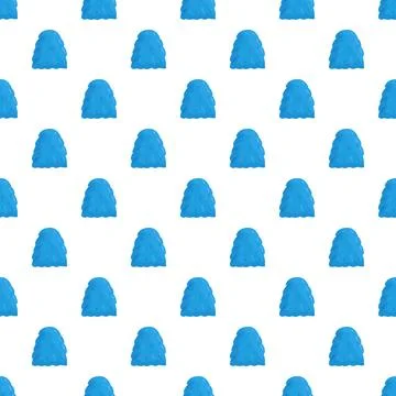 Blue fluffy pompom pattern on white background Illustrazione stock