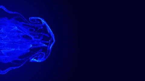 Blue fluid particle dots are flowing in the animated video. Animation of gl.. Stock Footage 291401090
