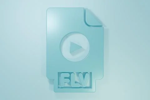 Blue FLV file document video file format. Download flv button icon isolated.. Stock Illustration