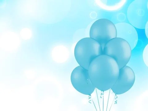 Blue flying balloons Stock Illustration