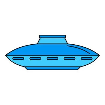 Blue flying saucer icon representing alien technology Stock Illustration