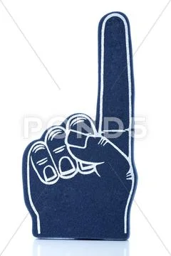 Blue foam finger with first finger pointing up Stock Photos