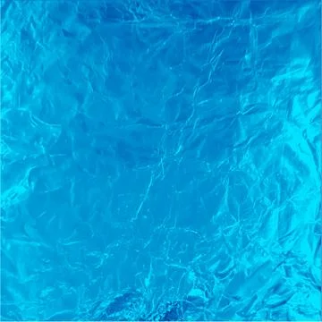 Blue foil wrinkled texture, vector realistic aluminum paper sheet, crumpled Stock Illustration
