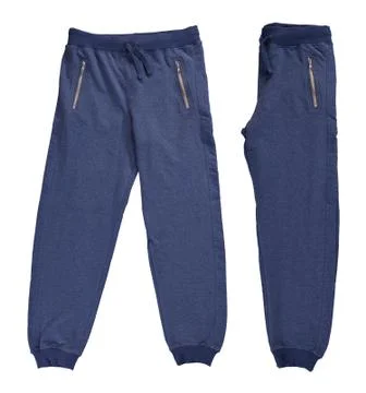 Blue folded jogging pants. Stock Photos