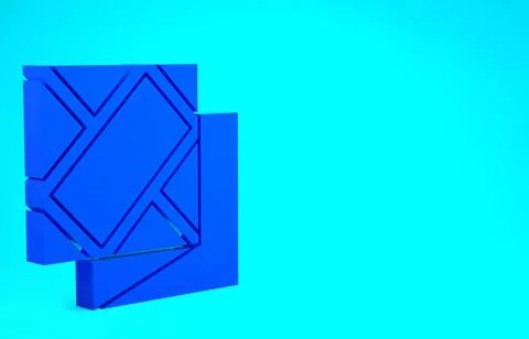 Blue Folded map icon isolated on blue background. Minimalism concept. 3d illu 스톡 일러스트