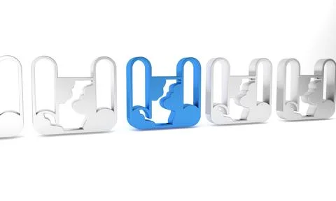 Blue Folded map icon isolated on white background. Minimalism concept. 3D r.. 스톡 일러스트