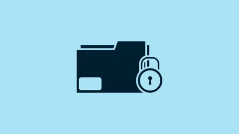 Blue Folder and lock icon isolated on blue background. Closed folder and padlock Video stock 231478471