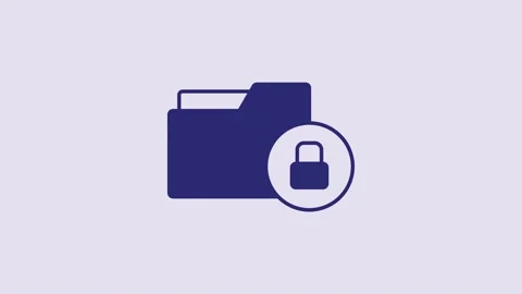 Blue Folder and lock icon isolated on purple background. Closed folder and Video stock 232871110