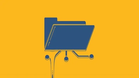 Blue Folder and lock icon isolated on orange background. Cyber defense. Security Stock Footage 234294322