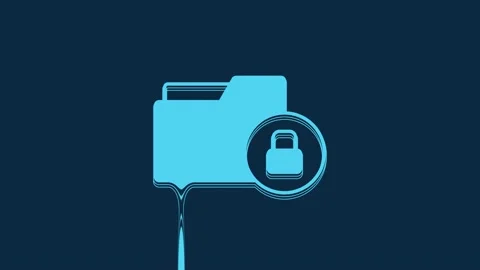 Blue Folder and lock icon isolated on blue background. Closed folder and padlock Video stock 235947598