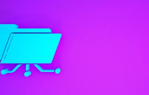 Blue Folder and lock icon isolated on purple background. Cyber defense. Secur 스톡 일러스트