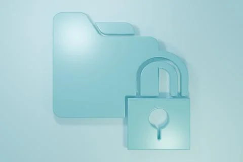 Blue Folder and lock icon isolated on blue background. Closed folder and pa.. Stock Illustration