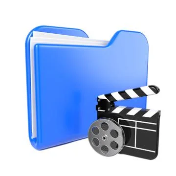 Blue Folder with Clapper. 스톡 일러스트