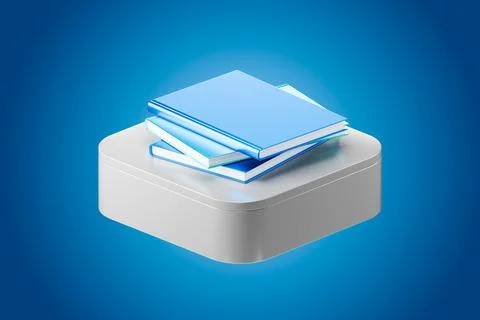 Blue folder with document files on 3D platform Illustrazione stock