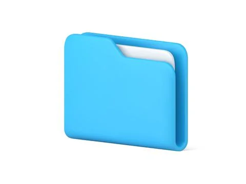 Blue folder for documents storage 3d icon vector illustration. Logotype arc.. Stock Illustration