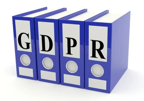 Blue folder with GDPR on white, 3d rendering 스톡 일러스트