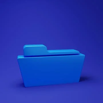 Blue Folder icon isolated on blue background. Minimalism concept. 3D render.. Illustrazione stock