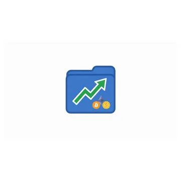Blue folder icon with rising green arrow and cryptocurrency coins Stock Illustration