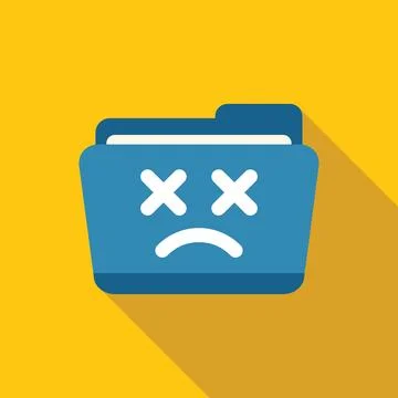 Blue folder icon showing data loss, corruption, or deletion error Stock Illustration