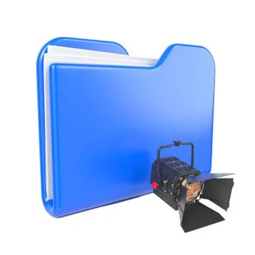 Blue Folder with Projector. Stock Illustration