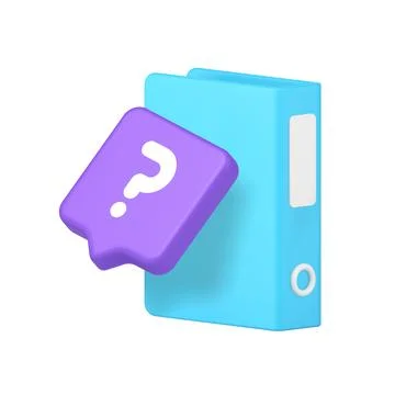 Blue folder with question mark in purple bubble for help, support, request, f Stock Illustration