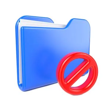 Blue Folder with Red Stop Sign. Stock Illustration