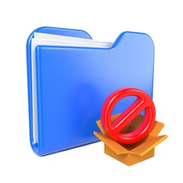 Blue Folder with Red Stop Sign. Illustrazione stock