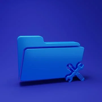 Blue Folder with screwdriver and wrench icon isolated on blue background. A.. 스톡 일러스트