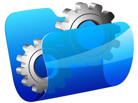 Blue folder with setting symbol 스톡 일러스트