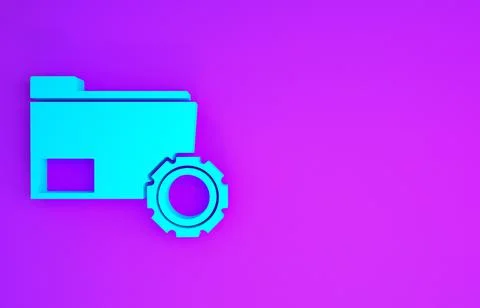 Blue Folder settings with gears icon isolated on purple background. Software  Stock Illustration