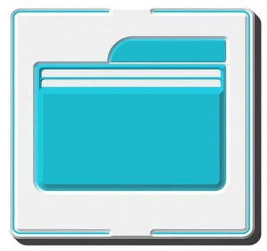 Blue folder with shadow on isolated background. 3D rendering illustration Stock Illustration