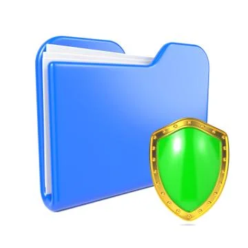 Blue Folder with Shield. Stock Illustration