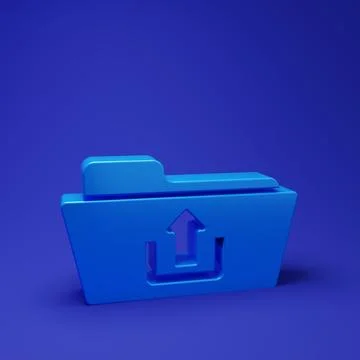 Blue Folder upload icon isolated on blue background. Minimalism concept. 3D.. 스톡 일러스트
