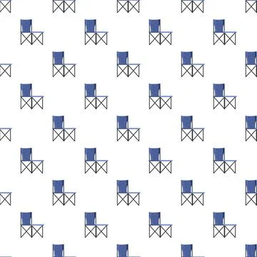 Blue folding camp chairs repeating seamless pattern background Illustrazione stock