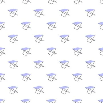 Blue folding stools seamless pattern on white background Stock Illustration