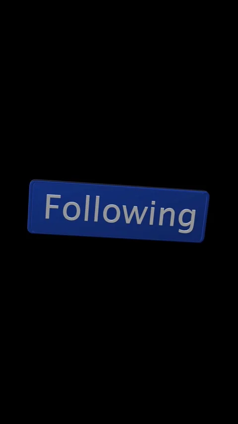 Blue Follow button social floating 3D sign, white text, black isolated space Stock Footage 340527896