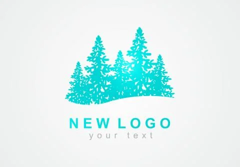Blue forest with an icon. Vector tree protection logo. Stock Illustration