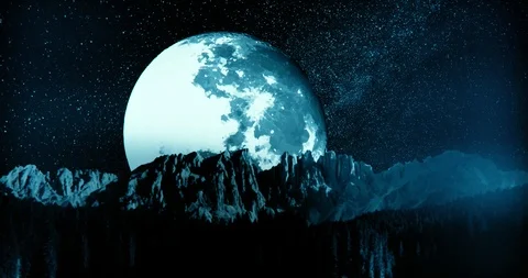 Blue Forest Moon Stock Footage 111473816
