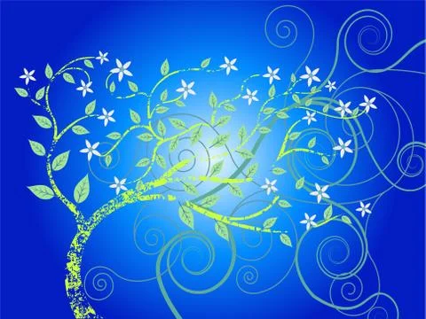 Blue Forest Tree eps Vector Stock Illustration