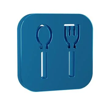 Blue Fork and spoon icon isolated on transparent background. Cooking utensi.. Illustrazione stock