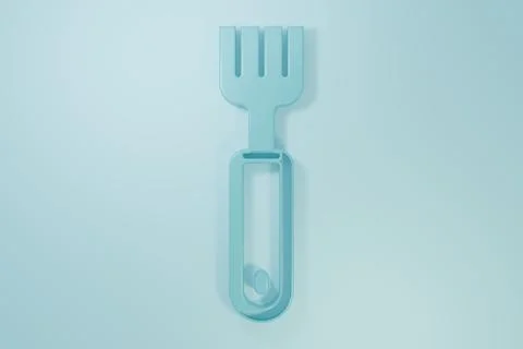 Blue Fork icon isolated on blue background. Cutlery symbol. Minimalism conc.. Illustrazione stock