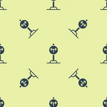 Blue Fork in the road icon isolated seamless pattern on yellow background Stock Illustration