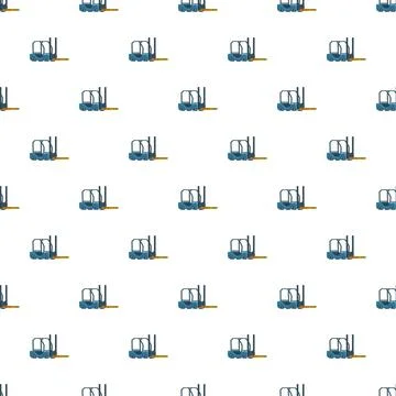 Blue forklift truck seamless pattern repeating background Stock Illustration