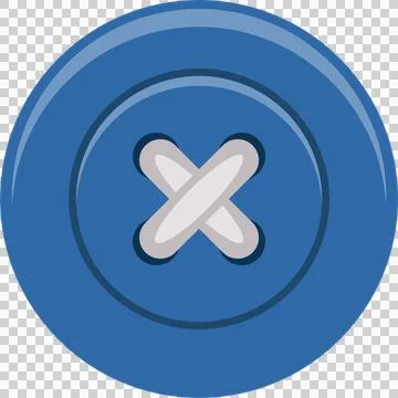 A blue four-hole button used in sewing and apparel applications to fasten f.. Stock-Illustration