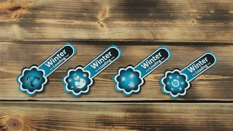 Blue four stickers winter loading Stock Footage 120413361