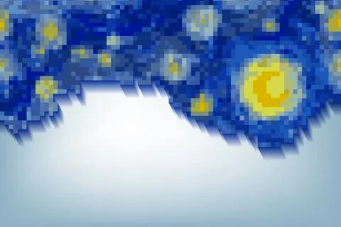 Blue frame background in digital art with copy space for text, pixel art frame Stock Illustration