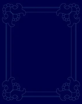 Blue frame with a design of a bird on it. The bird is in the center of the frame Stock Illustration