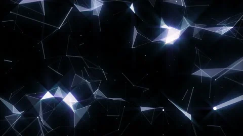 Blue frame. Flickering of particles. Flickering triangles. Dolly zoom. Frame of Stock Footage 95998671
