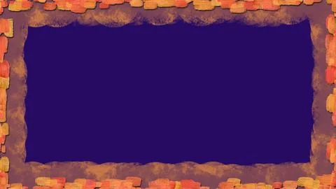 Blue frame with orange brown paint strokes by sides Stock Illustration